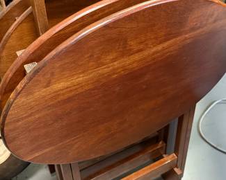 Dark wood folding table set