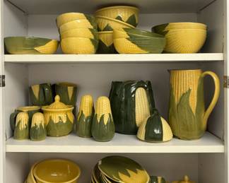 Shawnee Corn King pottery dish set