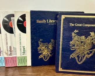 Funk & Wagnalls "Family Library of Great Music" record set with leather-bound book "The Great Composers"