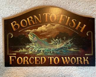Wood fishing sign
