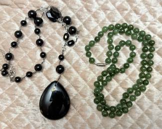 Onyx and jade necklaces