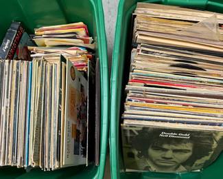 Bins of vintage LPs and 45s