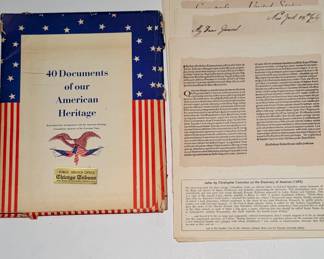 Vintage "40 Documents of our American Heritage" set from Chicago Tribune