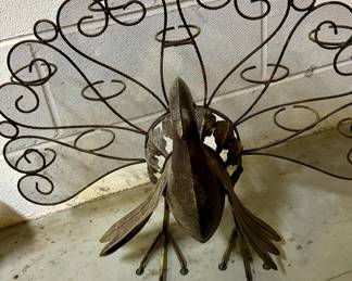Metal peacock candle holder