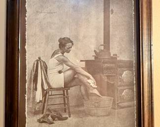 Framed print "Before the Bath" by R. Hendrickson