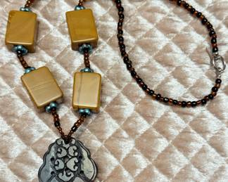 Vintage Chinese jade and jasper necklace