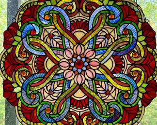 Large stained glass style medallion, approx. 24" in diameter