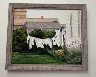 Framed acrylic painting, unsigned