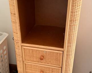 Vintage wicker bathroom shelving