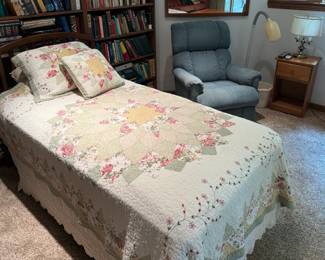 Twin bed with slat headboard