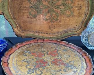 Vintage Florentine wooden platters from Italy 