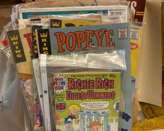 Many vintage comic books