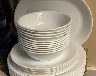 White Corelle dinnerware - 27 pieces