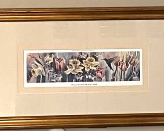 Nicely framed in gold, floral art