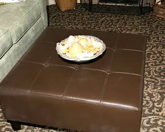Brown leather ottoman in great shape!