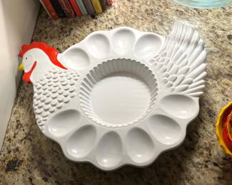 Fun rooster deviled egg dish