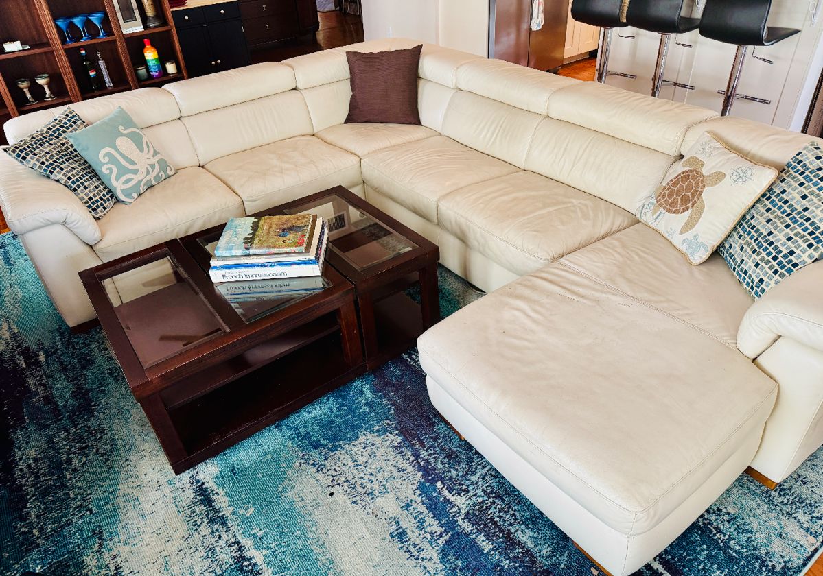 White leather sectional sofa