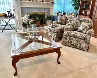 Ethan Allen Floral Rocker Armchairs