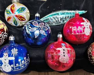 Vintage Mica Glitter Christmas Ornaments, Poland