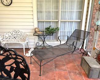 Wrought Iron Bench & Lounger