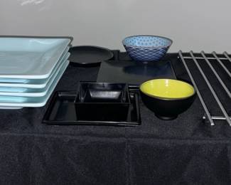 Colorful Plates with Plate Holder, Sushi Rice Dishes Cheese Wedges