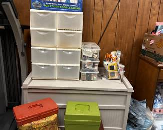 Vintage sewing boxes; patterns; pattern box