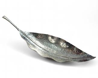 Large Handcrafted Aluminum Gum Tree Leaf Bowl