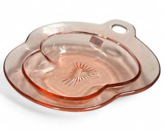 Heisey Flamingo Pink Scallop Handled Bowl