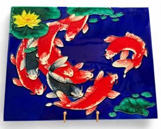 Handmade Janice Tile w/ Koi Fish Design