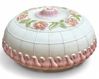 Early-Mid 20th-Century Milk Glass Floral Light Cover