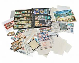 Large Stamp Collection w/ Stock Book & USPS Stamps
