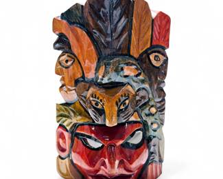Hand-Carved Mayan Tribal Mask