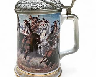 "Thundering Hooves" Lidded Tankard by Gene Stewart, 1991