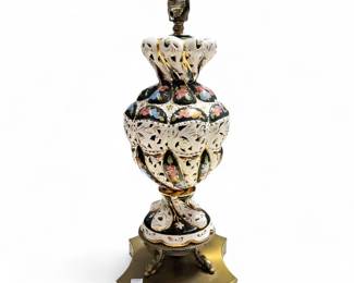 Capodimonte-Style Pierced Ceramic Table Lamp