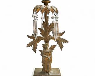 Victorian Brass Figural Girandole Candle Holder