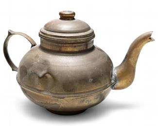 Vintage Brass Teapot w/ Curved Spout