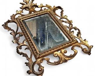 Antique Victorian Gilded Cast Iron Mirror