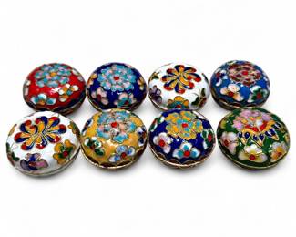 Eight Chinese Cloisonné Floral Boxes