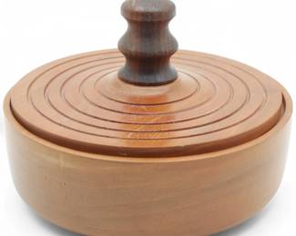 Handmade Walnut Wood Turned Container w/ Lid