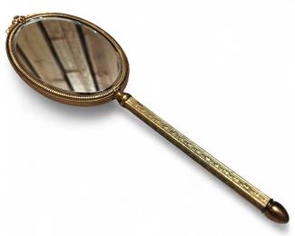 Art Deco Cast Metal Hand Mirror