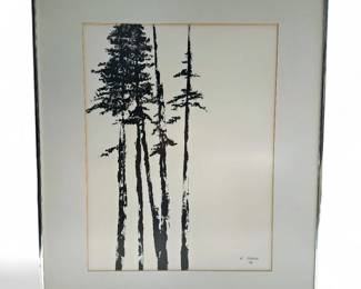 Signed Ink Artwork by E. Ozawa, 1989