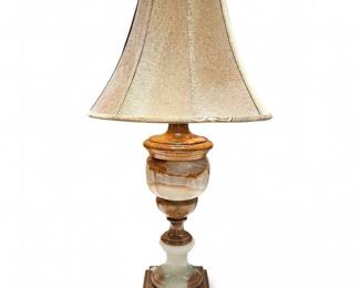 Vintage Onyx & Alabaster Table Lamp w/ Bell Shade