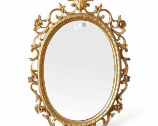 Mid-20th Century Gold-Toned Oval Mirror