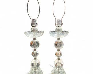 Hollywood Regency Geometric Glass Table Lamps