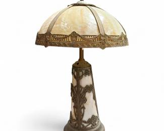 Arts and Crafts Slag Glass Table Lamp