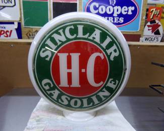 ORIGINAL Double sided Sinclair Milk Glass Globe gas pump topper! 