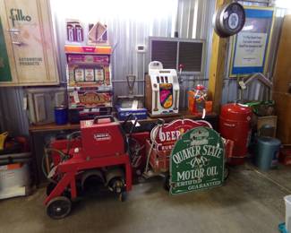 Original double sided Quaker State Motor Oil sign! 