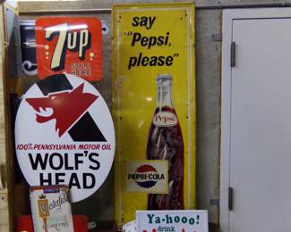 Such a clean Pepsi sign! Several original and repop flange signs available
