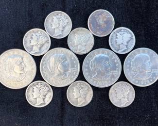 137 EightMercuryDimesandFourSusanBAnthonyAmericanCurrency