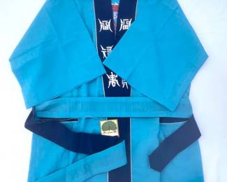 71 SmallTurquoiseDragonHandEmbroideredKimono